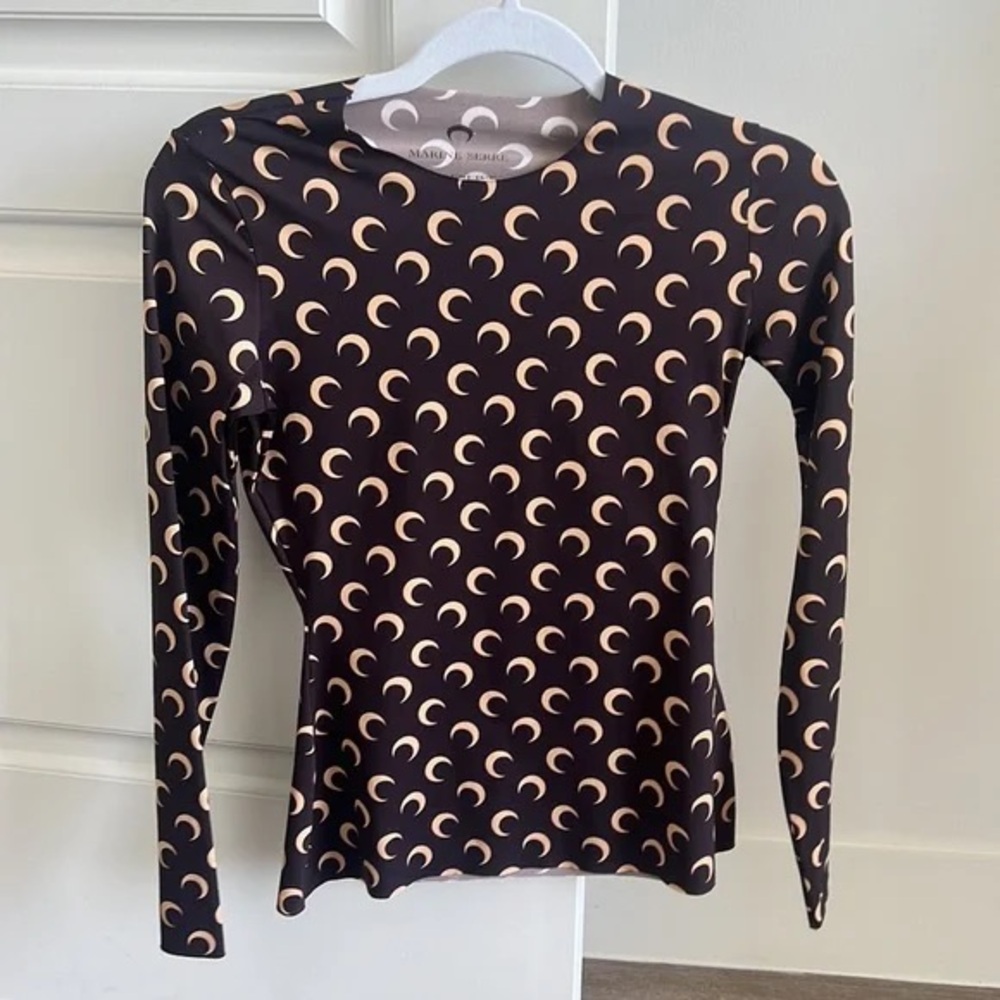 Marine Serre Black and Cream Crescent Moon Top
